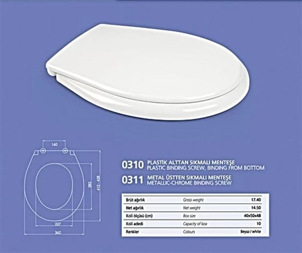 Nkp Kelebek Duroplast Klozet Kapağı Metal Krom Menteşe