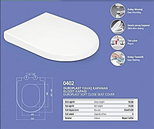Nkp Elegance Duroplast Klozet Kapağı Yavaş Kapanır