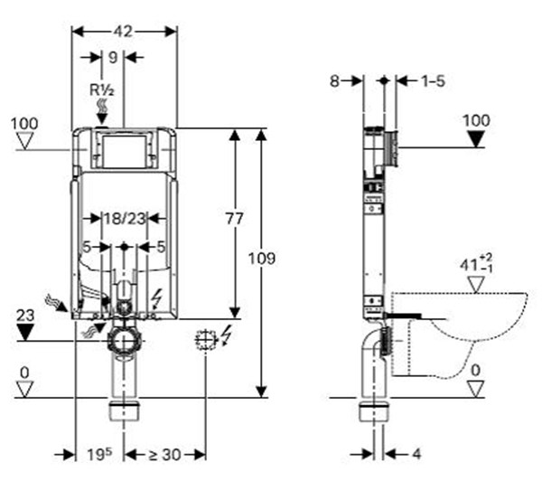 Geberit Sigma Gömme Rezv. 8cm+Sigma 30 Kumd. Paneli Byz/Par/Byz+Ank. Stop Valf