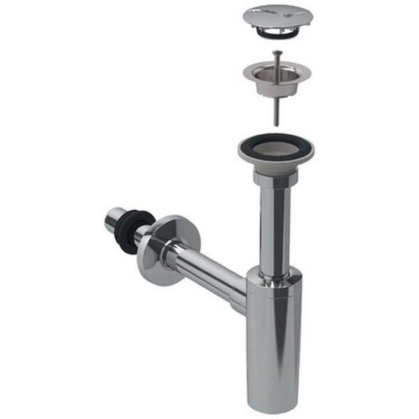 Geberit Lavabo Sifonu T Tipi - Süzgeç + Süzgeç Kapağı Seti-Parlak Krom