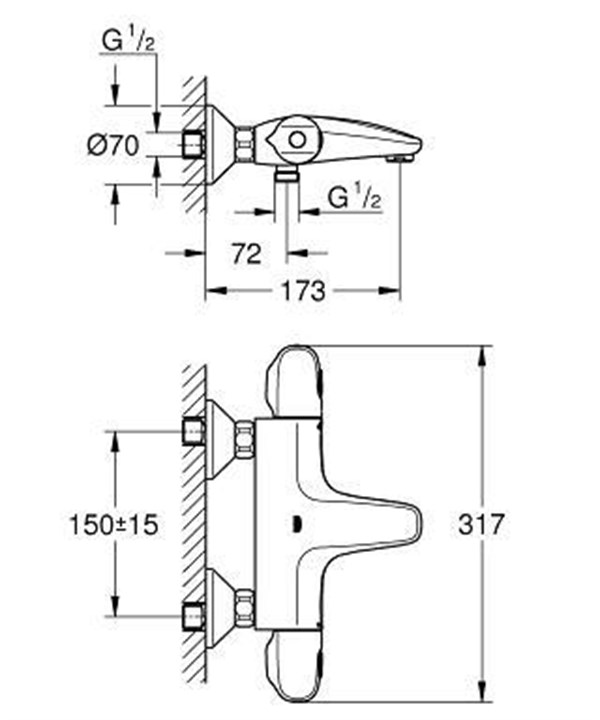 Grohe Grohtherm 1000 New Termostatik Banyo Bataryası Krom