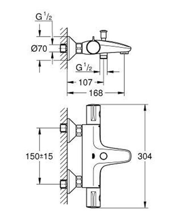 Grohe Grohtherm 800 Termostatik Banyo Bataryası