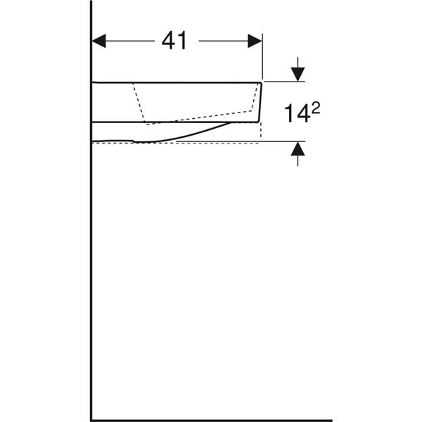 Geberit ONE çanak lavabo, yatay çıkışlı, 50x40 cm, batarya deliksiz, KeraTech®