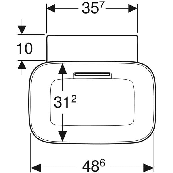 Geberit  ONE çanak lavabo, yatay çıkışlı, 50x42.5 cm, batarya deliksiz, KeraTect®