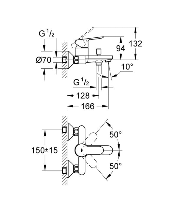 Grohe BauEdge Set (Banyo Bat.+Sürgülü Duş)