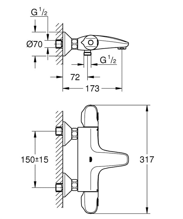 Grohe Termostatik Batarya Set (Grohtherm1000 + Tempesta 200)