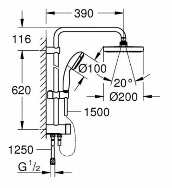 Grohe Termostatik Batarya Set (Grohtherm1000 + Tempesta 200)