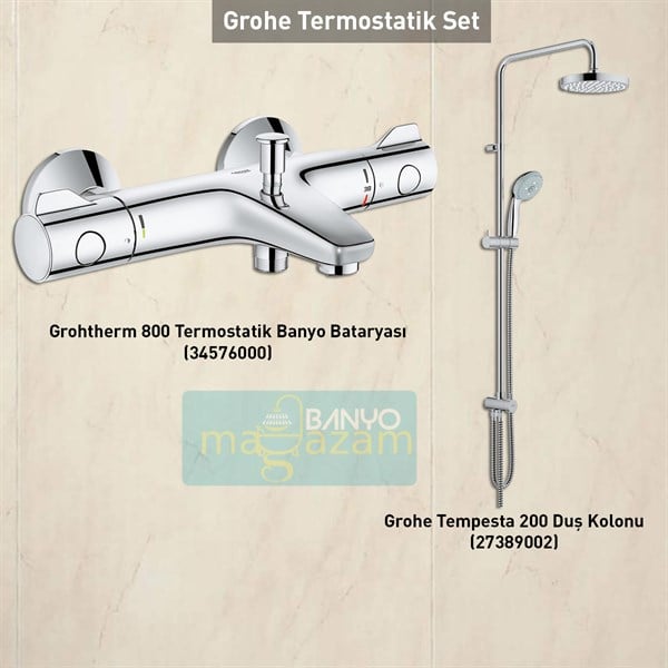 Grohe Termostatik Batarya Set (Grohtherm800 + Tempesta 200)
