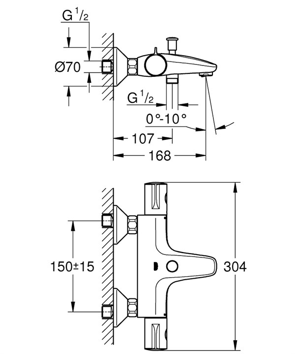 Grohe Termostatik Batarya Set (Grohtherm800 + Tempesta 200)