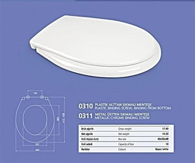 Nkp Kelebek Duroplast Klozet Kapağı Metal Krom Menteşe