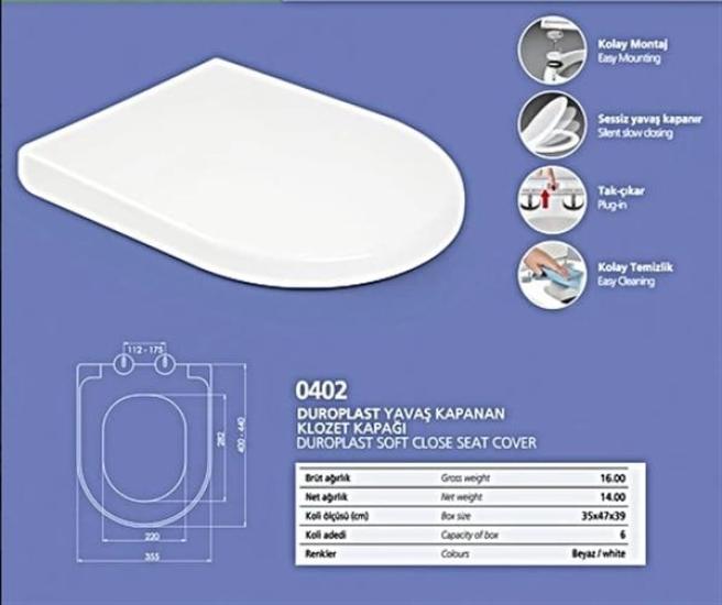 Nkp Elegance Duroplast Klozet Kapağı Yavaş Kapanır