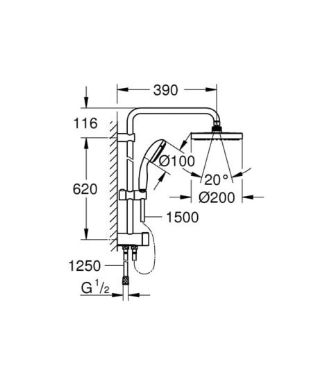 Grohe New Tempesta Duş Kolonu (Sistemi) + Divertör