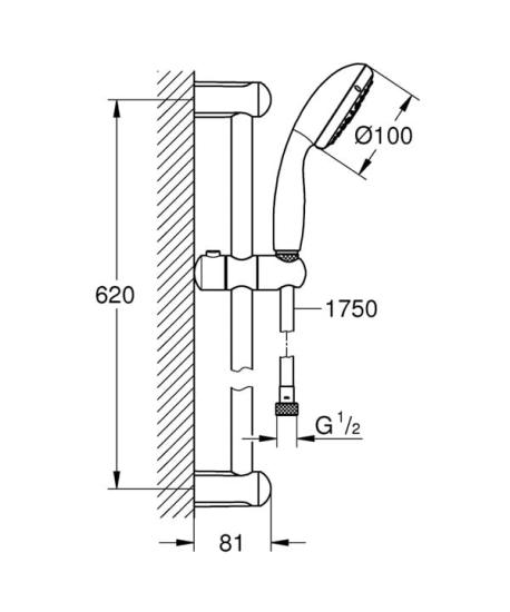 GROHE NEW TEMPESTA 100 SÜRGÜLÜ DUŞ SETİ 3F