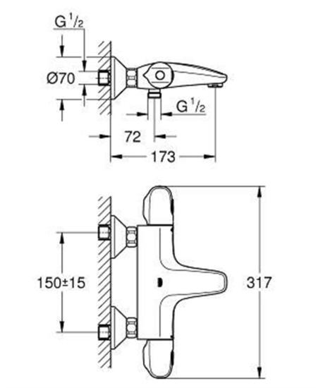 Grohe Grohtherm 1000 New Termostatik Banyo Bataryası Krom